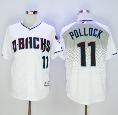 Diamondbacks #11 A. J. Pollock White/Capri New Cool Base Stitched MLB Jersey